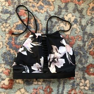High neck ATHLETA floral swim top
